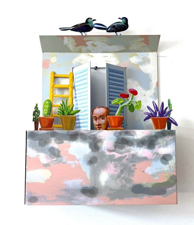 Balcony With Man - small by D. Gerstein