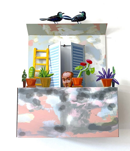 Balcony With Man - small by D. Gerstein