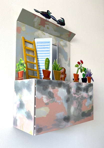 Balcony With Man - small by D. Gerstein